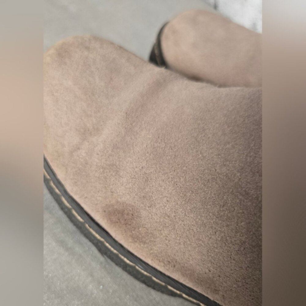 Denver Hayes Taupe Suede Faux Fur Winter Boots Women’s Size 7 Mid Calf Warm Zip - Picture 11 of 13